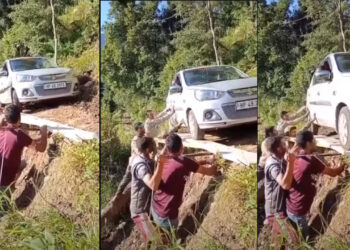Maruti Alto Crosses Broken Bridge On People's Shoulders [Video]