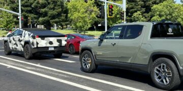 Tesla Cybertruck and Rivian R1T Spotted