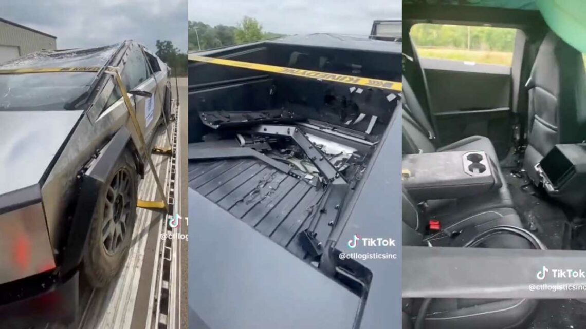 Tesla cybertruck rollover crash test cabin intact