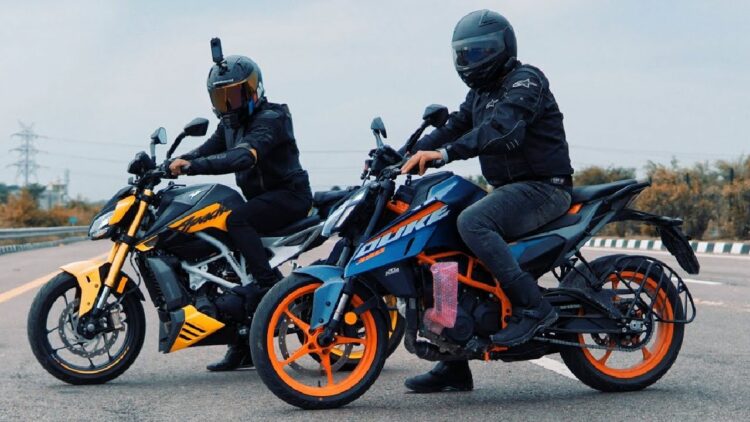 KTM Duke 390 vs TVS Apache RTR 310 Drag Race