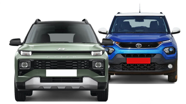 hyundai exter vs tata punch front look