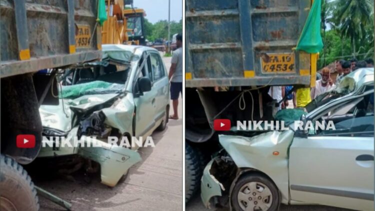 Hyundai Santro Hits Truck Gets Dragged