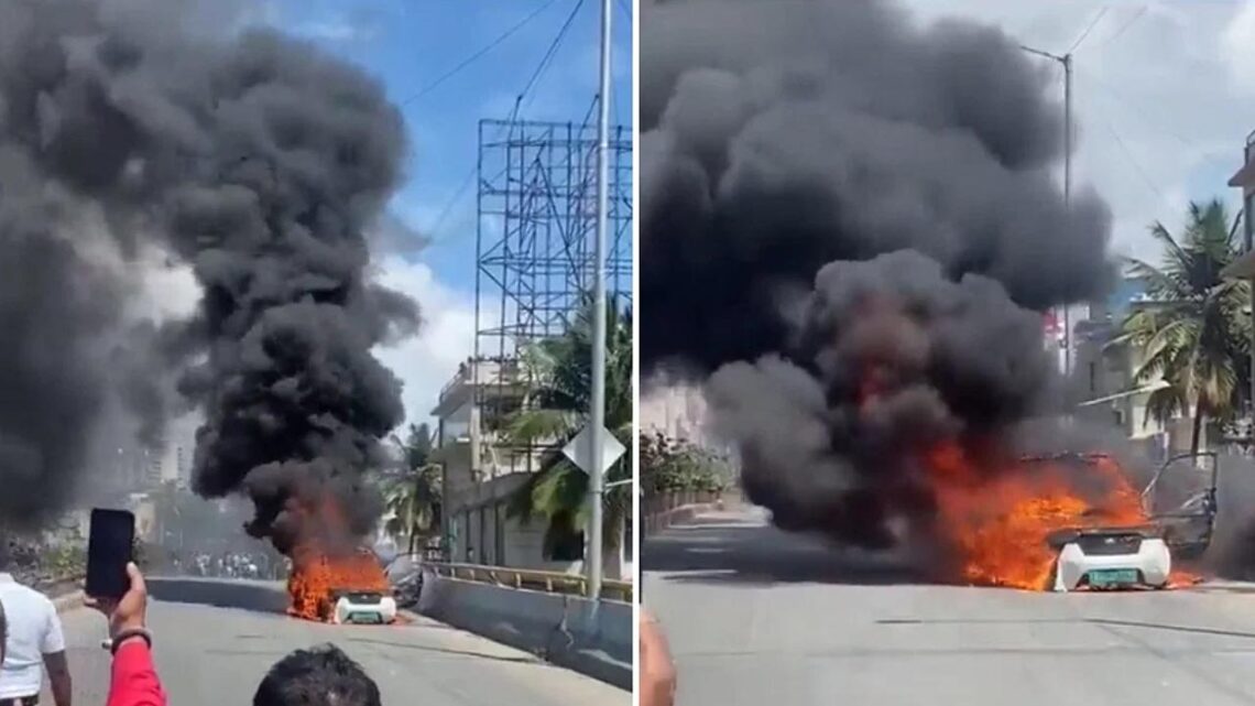 mahindra e2o catches fire bangalore