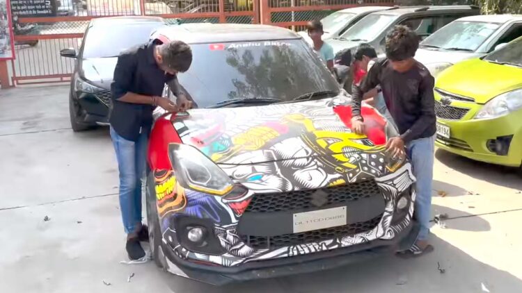 Police Seize Maruti Swift with Graffiti Wrap