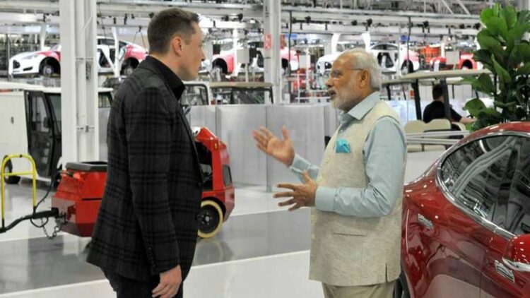 narendra modi Elon musk Tesla factory