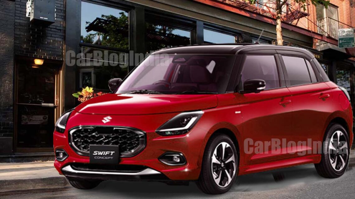 new generation maruti-swift-2024 front three quarters red