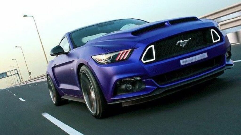 Ford Mustang with Purple Wrap