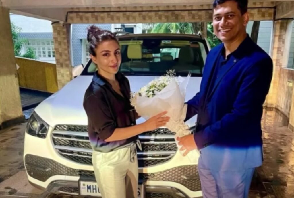 Soha Ali Khan with Mercedes-Benz GLE SUV