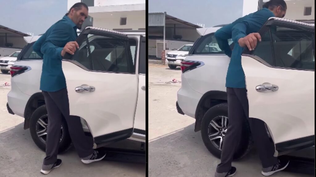 The Great Khali Breaks Footrest of Toyota Fortuner