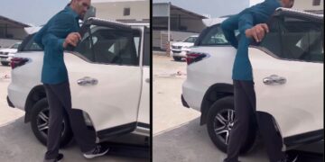 The Great Khali Breaks Footrest of Toyota Fortuner