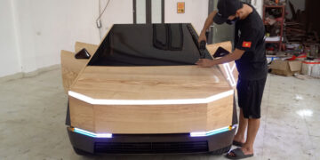 Man Builds Tesla Cybertruck Using Wood in 100 Days at Home