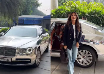 Shilpa Shetty Spotted In Chrome Wrapped Bentley [Video]