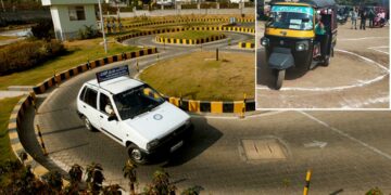 delhi car driving licence test auto rickshaw