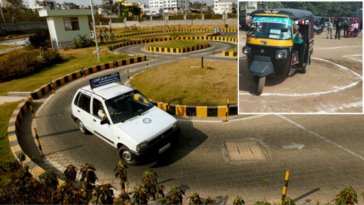 delhi car driving licence test auto rickshaw