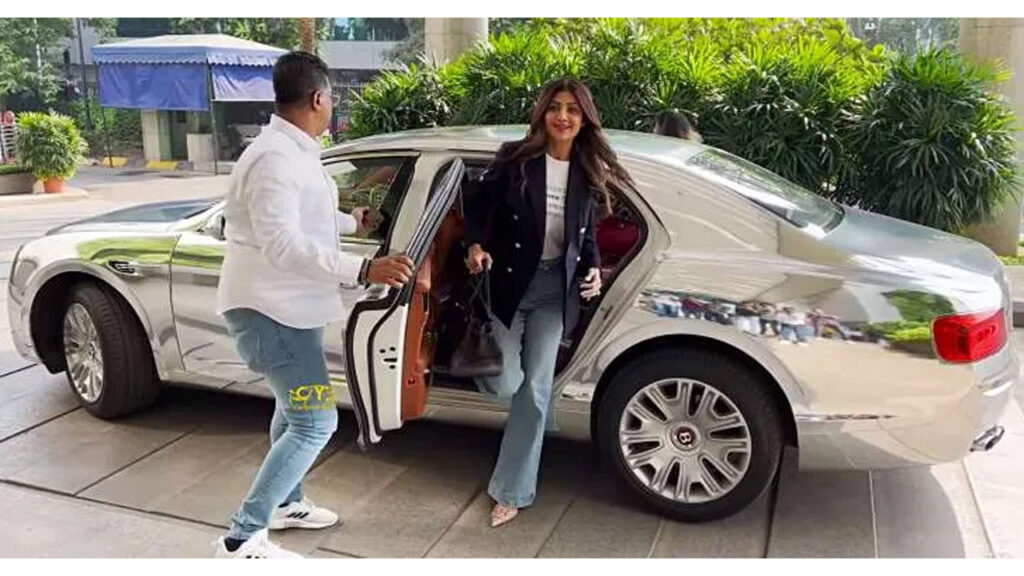 Shilpa Shetty Spotted In Chrome Wrapped Bentley [Video]