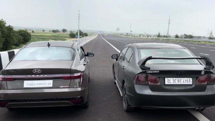 Hyundai Verna Vs Honda Civic Drag Race