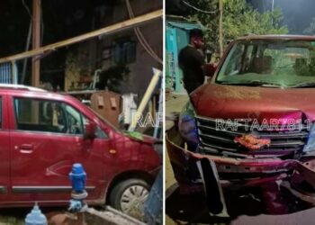 Kid Crashes Maruti WagonR into Transformer