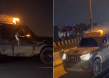 Diwali Rockets on Mahindra Scorpio Roof