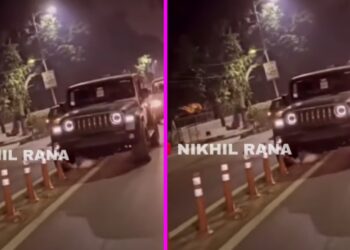 Mahindra Thar Driver Hits Divider on Road