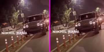 Mahindra Thar Driver Hits Divider on Road