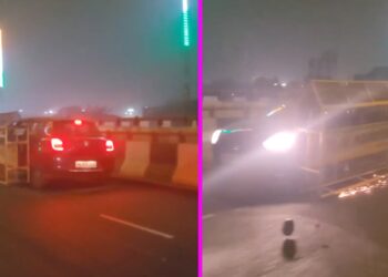 Maruti Swift Driving Away Police Barricade
