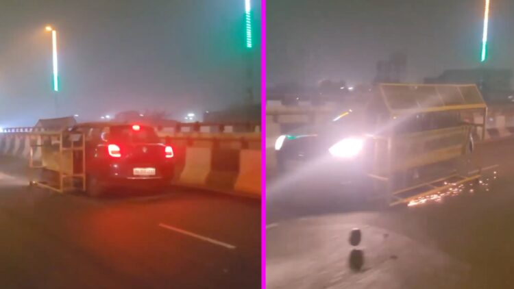 Maruti Swift Driving Away Police Barricade