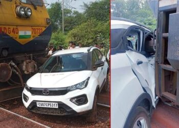 Brand New Tata Nexon Hit by Train at Railway Crossing