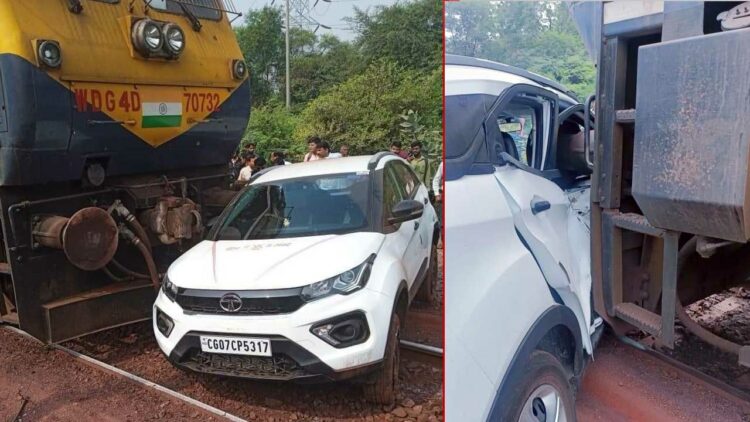 Brand New Tata Nexon Hit by Train at Railway Crossing