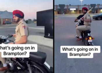 Punjab Cop Riding Royal Enfield in Brampton Canada