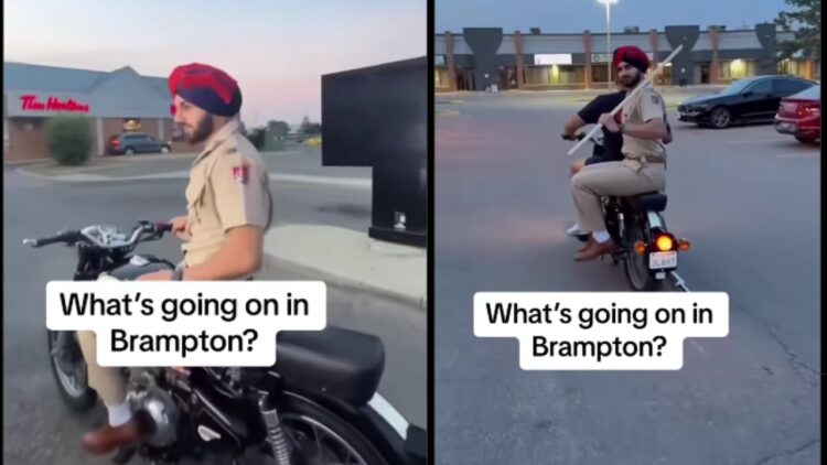 Punjab Cop Riding Royal Enfield in Brampton Canada