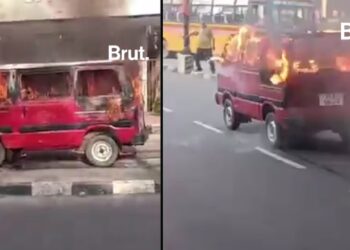 Watch Burning Maruti Omni Moving on Road