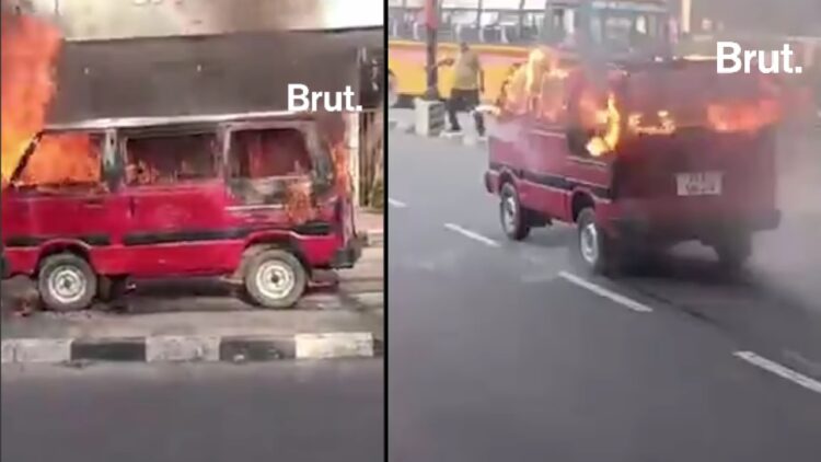 Watch Burning Maruti Omni Moving on Road