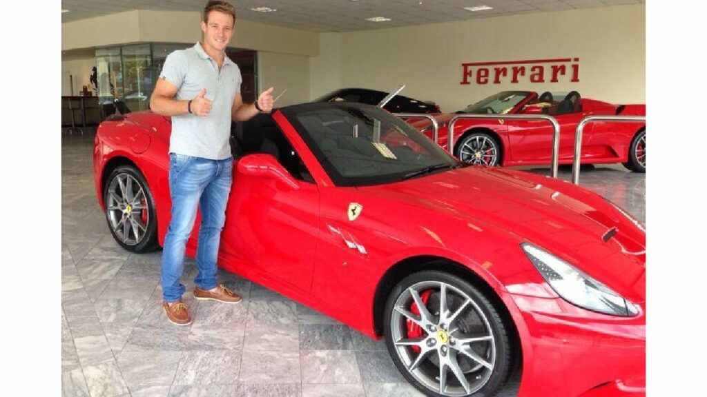 David Miller with His Ferrari