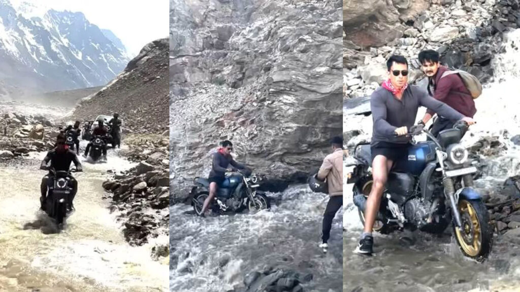 Sonu Sood Rides Yamaha Fz x in Mountains Without Shirt and Helmet video