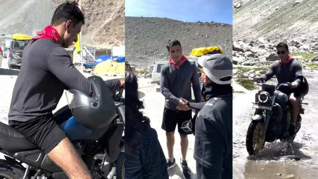 Sonu Sood Rides Yamaha Fz x in Mountains Without Shirt and Helmet video