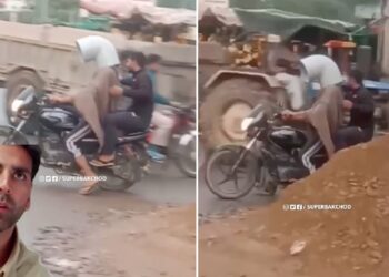 Man Wears Water Pipe to Avoid Challan for No Helmet
