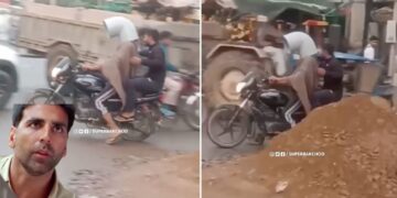 Man Wears Water Pipe to Avoid Challan for No Helmet