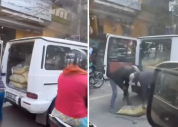 Mercedes G-Wagon Carrying Cement Bags