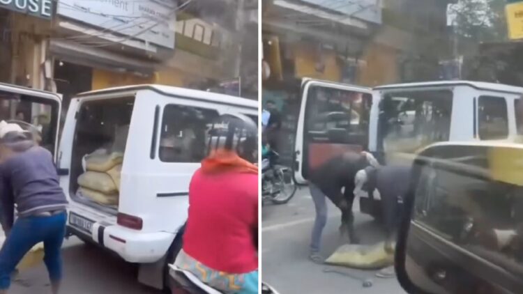 Mercedes G-Wagon Carrying Cement Bags