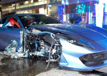 Michael B Jordan Crashes Ferrari