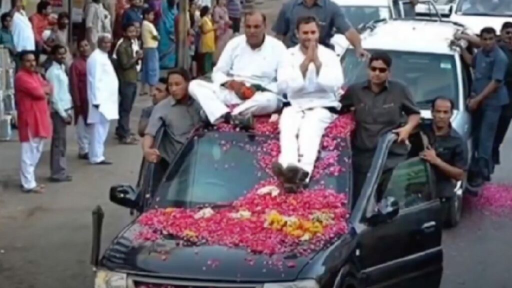 Rahul Gandhi with Tata Safari