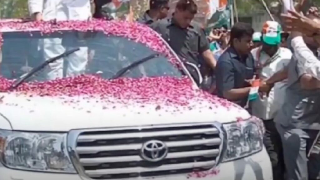 Rahul Gandhi with Toyota Land Cruiser