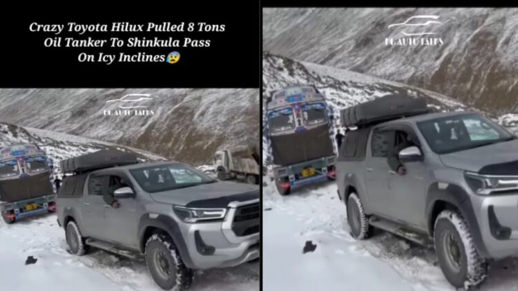 Toyota Hillux Tows Truck on Shinku La Pass