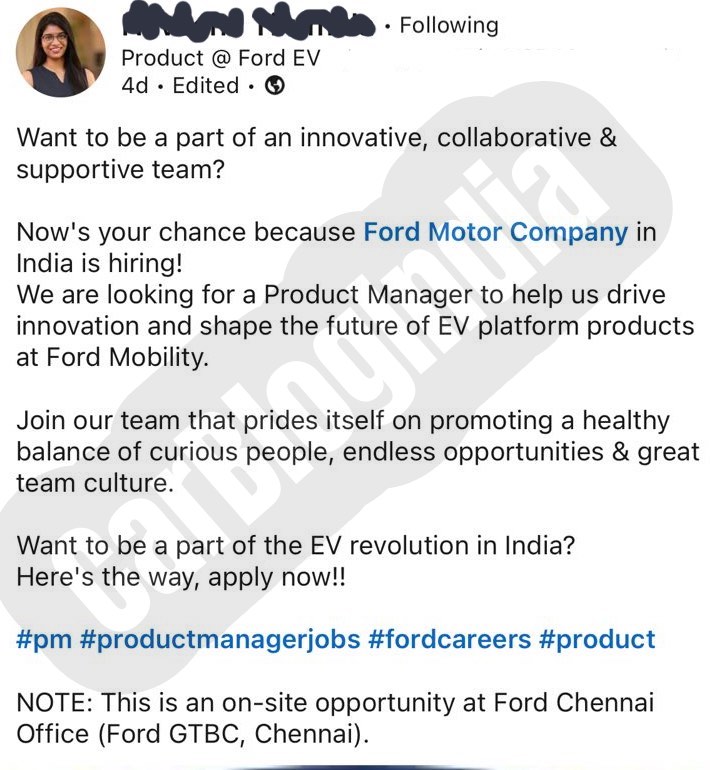 Ford India Job Hiring 2