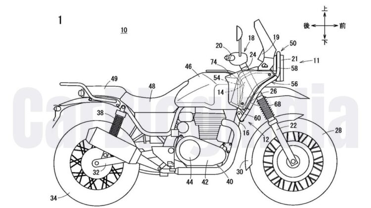 Honda GB350 Royal Enfield Himalayan Rival Patent Image Side Profile