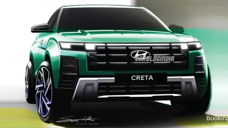 New 2024 Hyundai Creta Front Three Quarters Design Sketch
