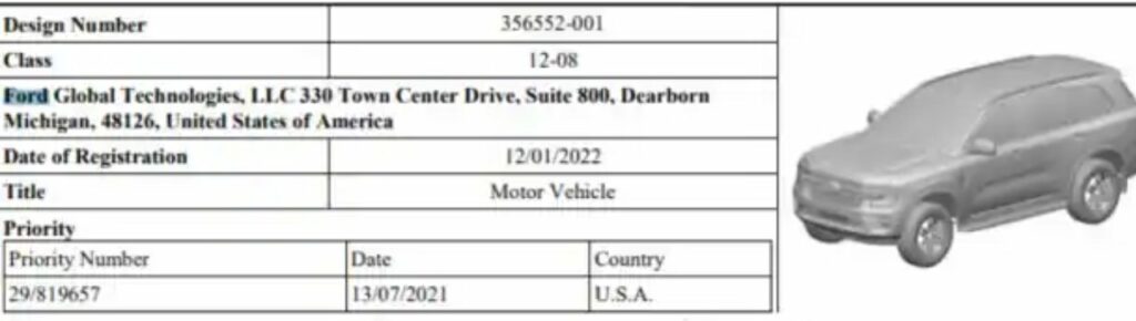 New Ford Endeavour Leaked Patent India