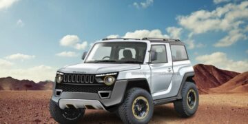 australia-spec mahindra thar rendering front three quarters