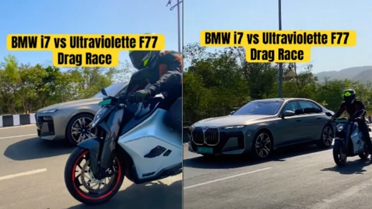 BMW i7 vs Ultraviolette F77 Drag Race