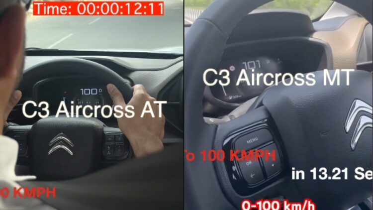 Citroen C3 Aircross Mt Vs at Acceleration Test